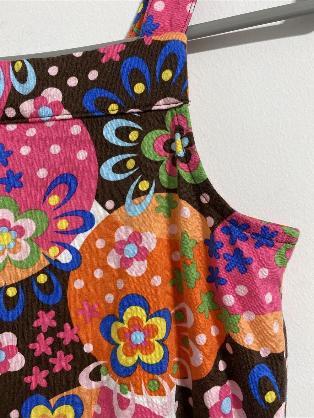 Hanna Andersson Dress Girl's EU 130 US 8 Retro Floral Flower Trapeze Ruffle Bold - Picture 4 of 8